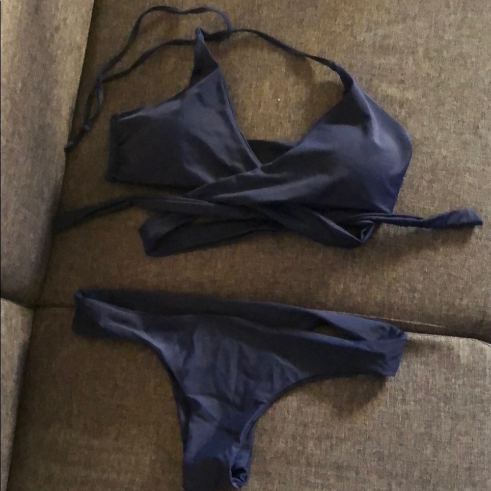 Zaful Dark Blue wrap around bikini